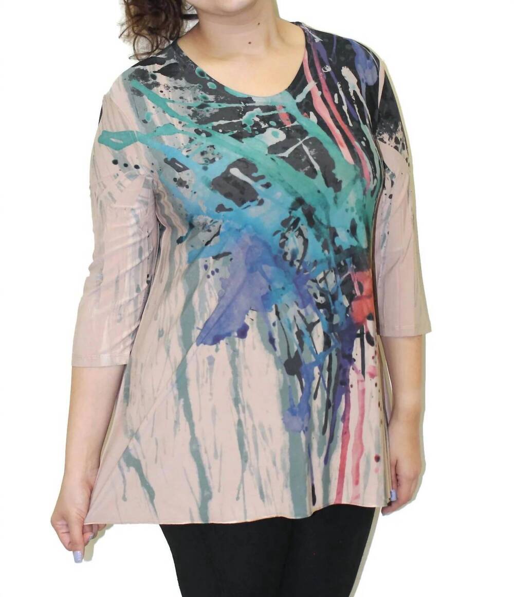 NEW SOLE DIONE STUDIO phoenix tunic top in beige multi